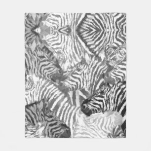 Couverture Polaire Art abstrait de zèbre noir et blanc