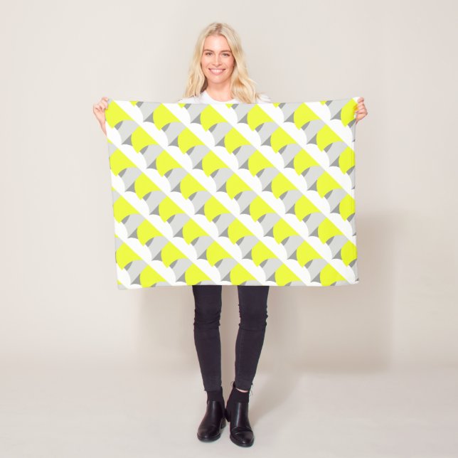Couverture Polaire Art Abstrait gris jaune blanc (En situation)