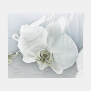 Couverture Polaire Art botanique de l'orchidée blanche élégante