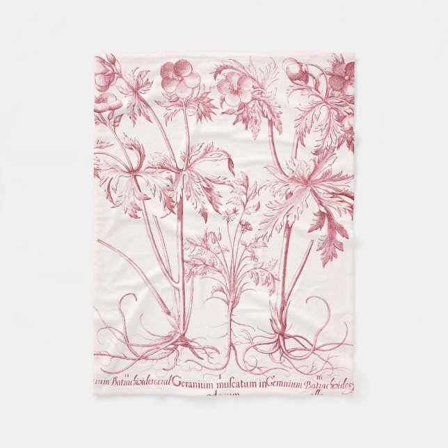 Couverture Polaire Art botanique Vintage rose (Devant)