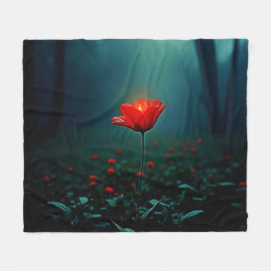Couverture Polaire Art de fleur rouge lumineuse unique