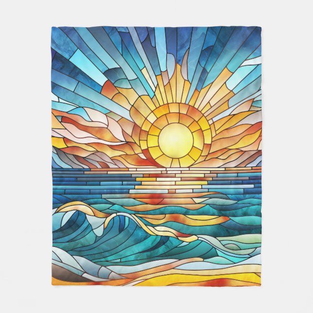 Couverture Polaire Art de mosaïque Ocean Sunset (Devant)