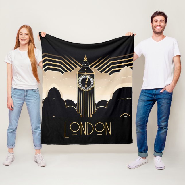 Couverture Polaire Art déco Big Ben (En situation)