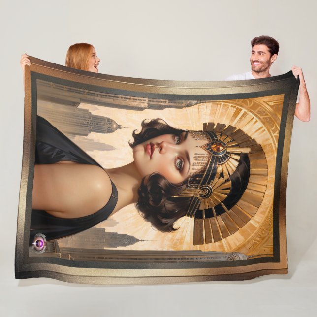Couverture Polaire Art déco Damsel AI Concept Art by Xzendor7 (En situation)