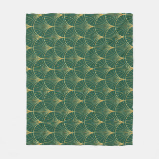 Couverture Polaire Art déco feuille de palme verte