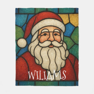 Couverture Polaire Art déco vitrail personnalisé de Noël Santa