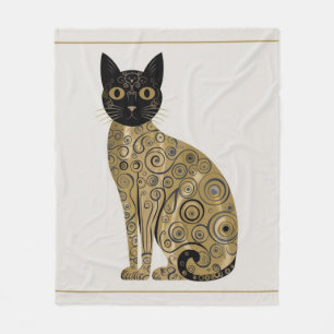 Couverture Polaire Art décoratif de chat noir dans le style de Gustav