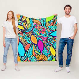 Couverture Polaire Art floral abstrait coloré