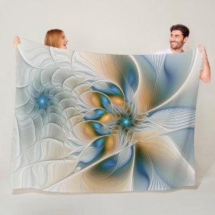 Couverture Polaire Art fractal abstrait et aérien avec du bleu