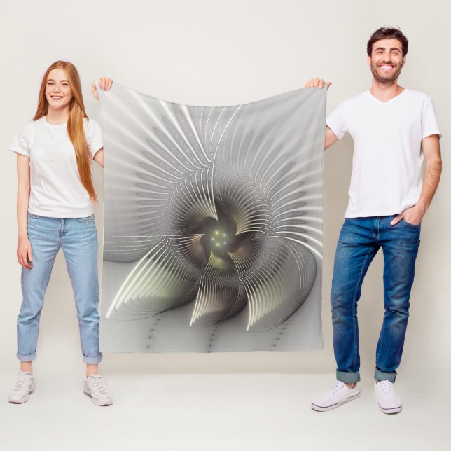 Couverture Polaire Art fractal de forme 3D abstraite moderne (En situation)