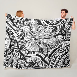 Couverture Polaire Art Géométrique Noir Et Blanc 15