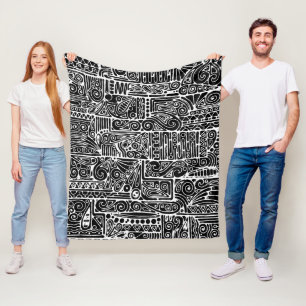 Couverture Polaire Art Géométrique Noir Et Blanc 2