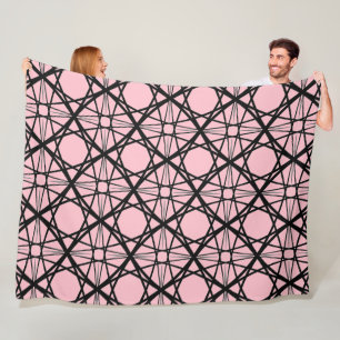 Couverture Polaire Art géométrique noir et rose