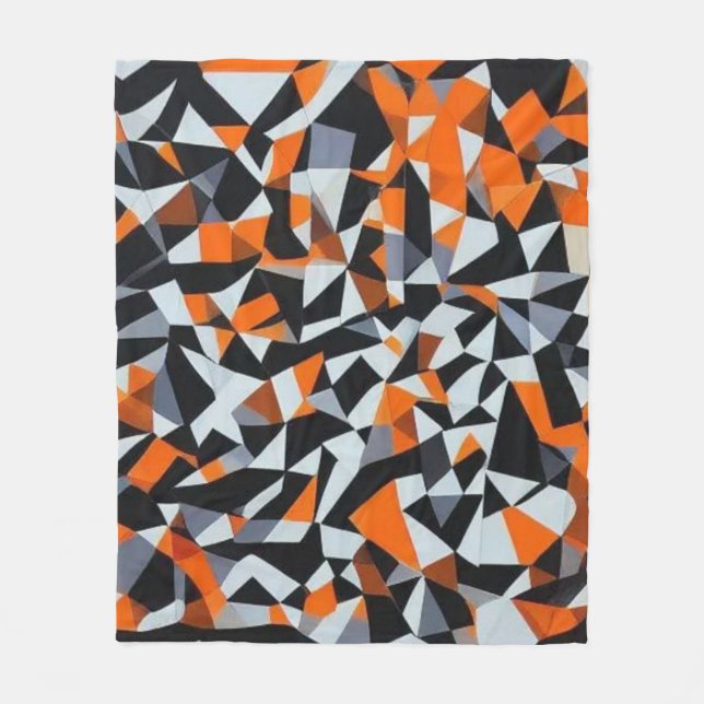 Couverture Polaire Art géométrique orange et noir Abstrait (Devant)