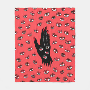Couverture Polaire Art gothique d'Halloween - Yeux Éffrayants à main