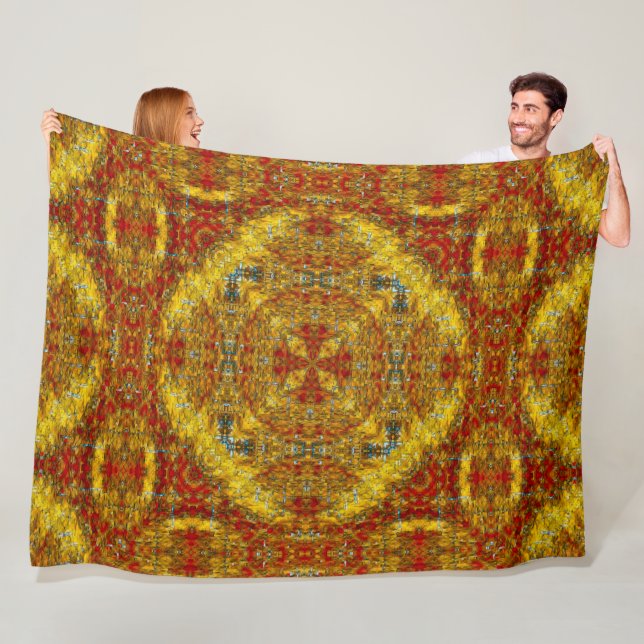 Couverture Polaire Art indigène de mandala de sable d'esprit de Sun (En situation)