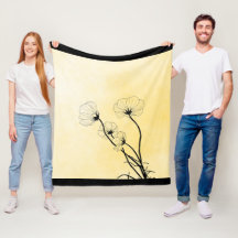 art linéaire floral d'orchidée sur jaune