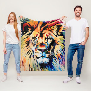 Couverture Polaire Art Lion Majestic, Toile ou Poster, Décor animal