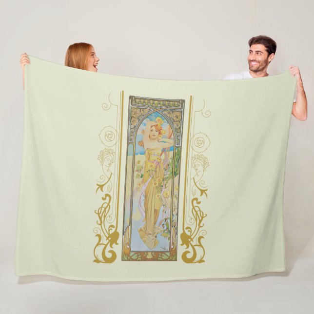 Couverture Polaire Art Nouveau Alphonse Mucha - La Clarté du Jour (En situation)