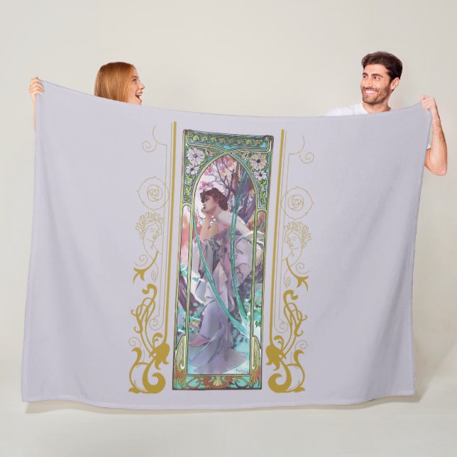 Couverture Polaire Art Nouveau Alphonse Mucha Soirée Contemplation (En situation)