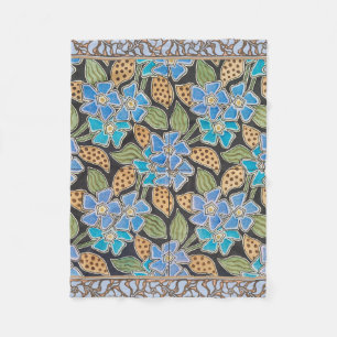 Couverture Polaire Art Nouveau Classique Fleur de Pervenche Bleue Orn