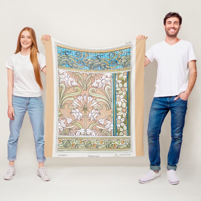 Couverture Polaire Art nouveau jonquille Verneui textile floral art (En situation)