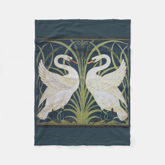 Couverture Polaire Art Nouveau Swan Deux Swans (Devant)