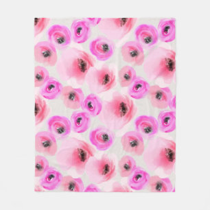 Couverture Polaire Art numérique d'aquarelle rose Fleurs