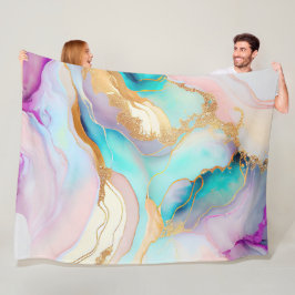 Couverture Polaire Art parties scintillant abstrait en marbre pastel
