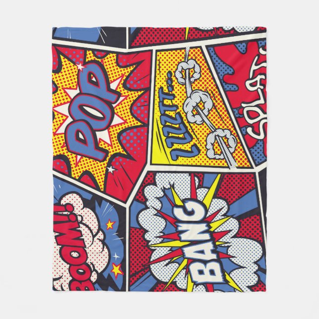 Couverture Polaire Art pop rétro, motif de la bande dessinée. (Devant)