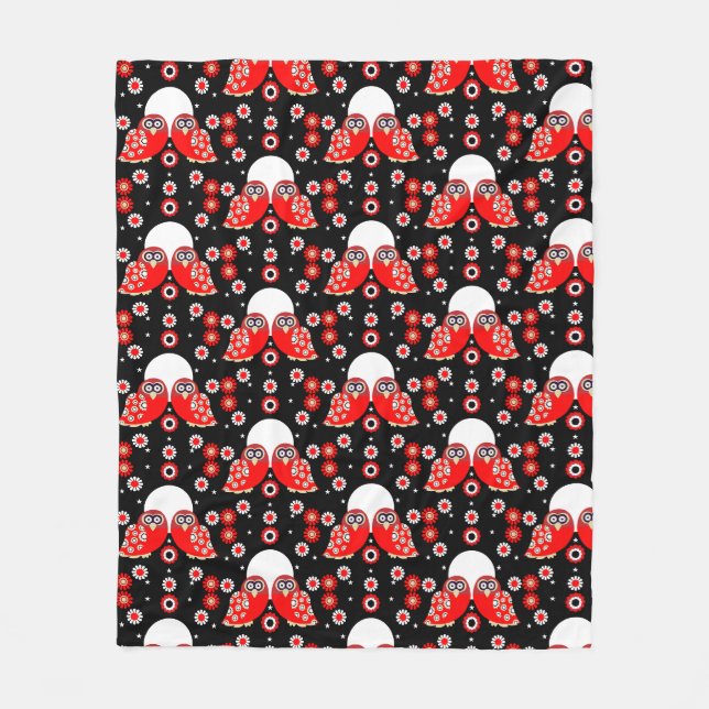 Couverture Polaire Art populaire de Chouette scandinave (Devant)