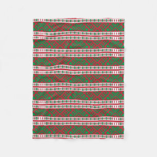 Couverture Polaire Art populaire letton vert et rouge