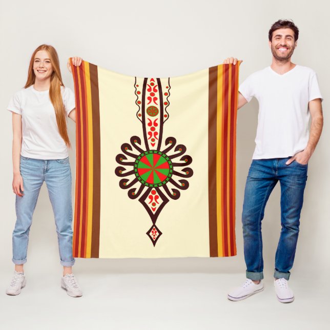 Couverture Polaire Art populaire polonais parzenica textile rayé (En situation)