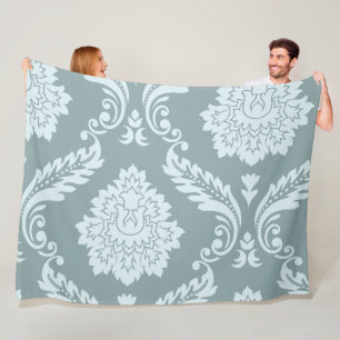 Couverture Polaire Art Rococo Damassé I Bleu de Canard Œuf+Turquoise