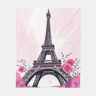Couverture Polaire Art Tour Eiffel rose Abstrait