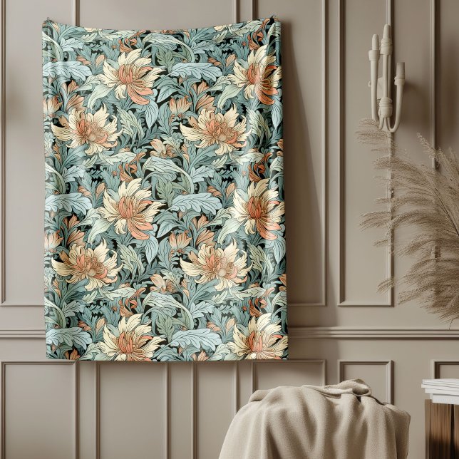 Couverture Polaire Arts et artisanat élégants William Morris Inspiré (Elegant Arts & Crafts William Morris Inspired Fleece Blanket)