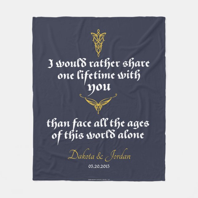 Couverture Polaire Arwen "Une Vie Avec Vous" Citation Avec Icônes (Devant)