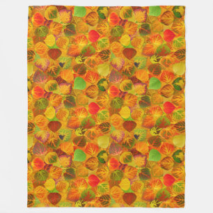Couverture Polaire Aspen Feuilles Collage Solid Medley 1