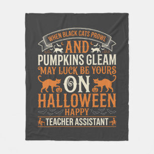 Couverture Polaire Assistant d'enseignant Halloween chats noirs et ci
