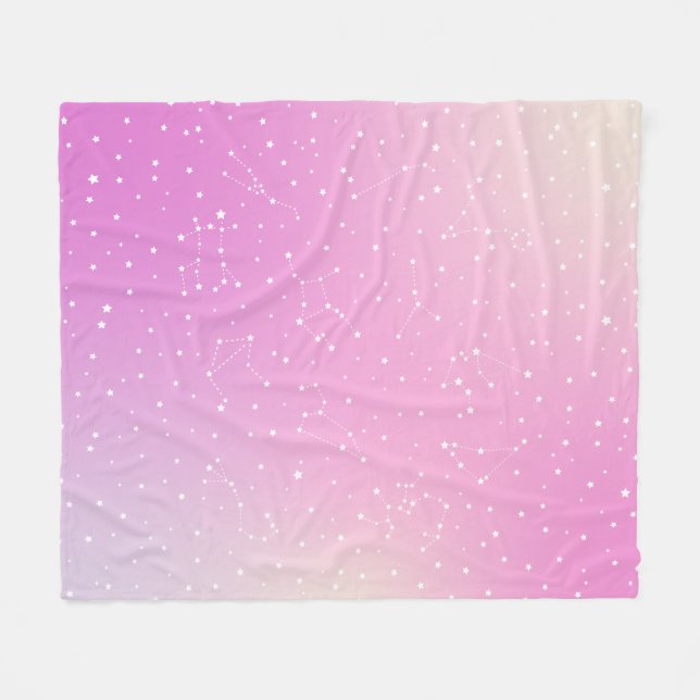 Couverture Polaire Astrologie Rose Graident Aura Étoiles Constellatio (Devant (Horizontal))