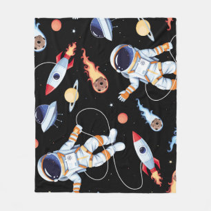 Couverture Polaire Astronaut Rocket : Espace Vintage Motif sans joint
