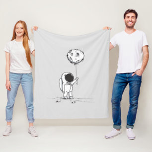 Couverture Polaire Astronaute dans l'espace avec ballon de lune cosmo