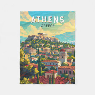 Couverture Polaire Athens Grèce Travel Art Vintage