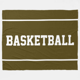 Couverture Polaire Athletic Fun BASKETBALL Textes Rayures Sur Brun Gr