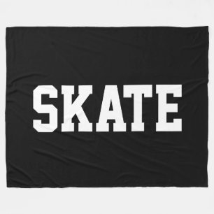 Couverture Polaire Athlétique Sportif Blanc Texte SKATE Sur Fond Noir
