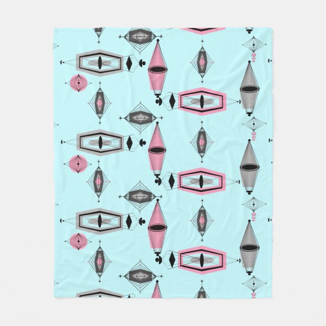 Couverture Polaire Atomic Pink & Grey Pattern (Devant)