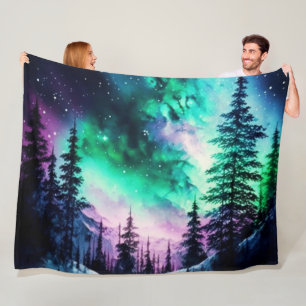 Couverture Polaire Aurora céleste boréale Lumières nord vives