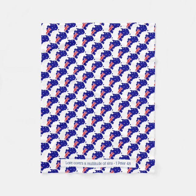 Couverture Polaire AUSTRALIE Écriture chrétienne COUVRE L'AMOUR (Devant)