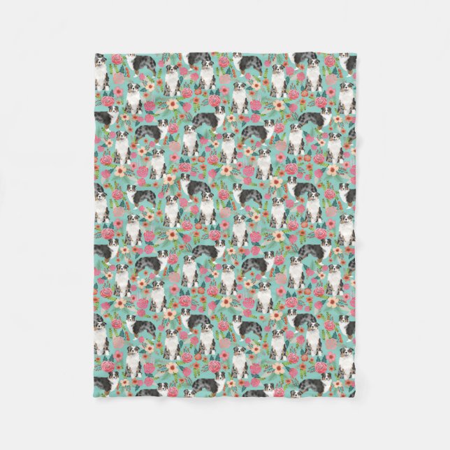Couverture Polaire Australie Shepherds Florals Blanket - aussie dog (Devant)