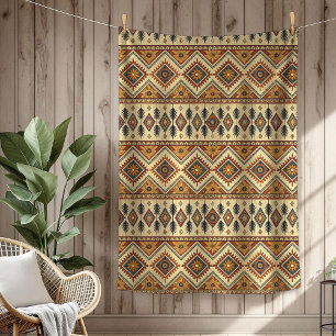 Couverture Polaire Authentic Tribal Bold Ethnic Motif cuivré bleu